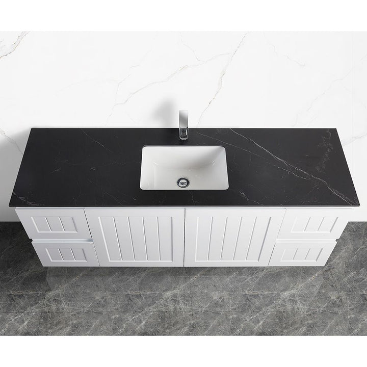 150cm Sintered Stone Vanity Top Double Bowl Shadow Grey