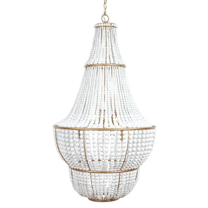 Sierra Beaded Chandelier 6Lt in Gold & White