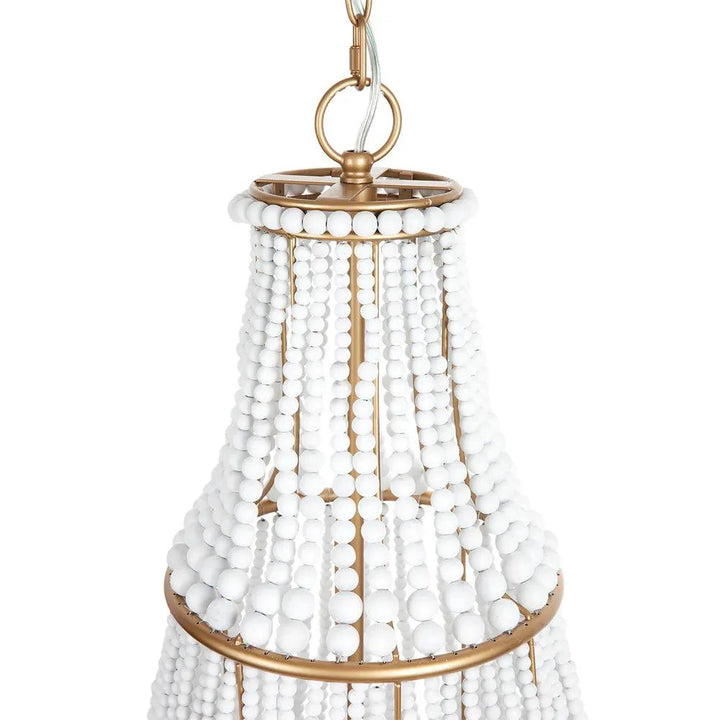 Sierra Beaded Chandelier 6Lt in Gold & White