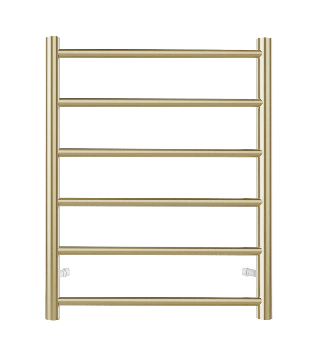 Round Stainless Steel Brushed Gold Electric Heated Towel Rack 6 Bars Universal Inlet