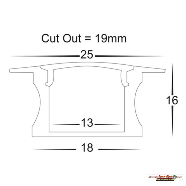 25mm x 16mm Black Deep Square Winged Aluminium LED Profile by Havit Lighting