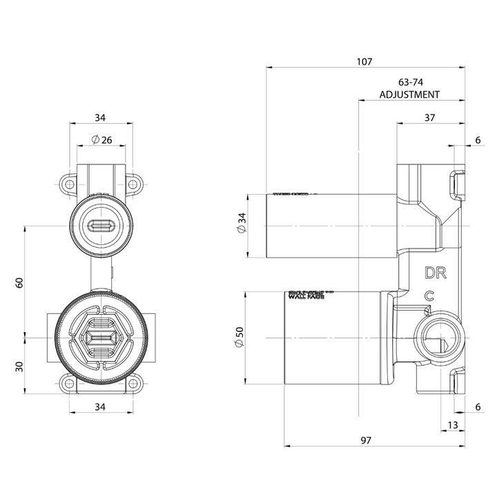 SwitchMix Shower / Bath Diverter Mixer Rough-In Kit