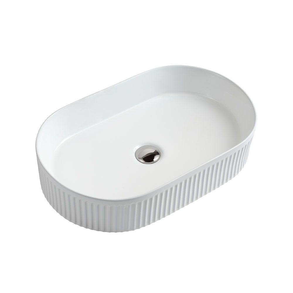 Oval Flutted Vessel White
