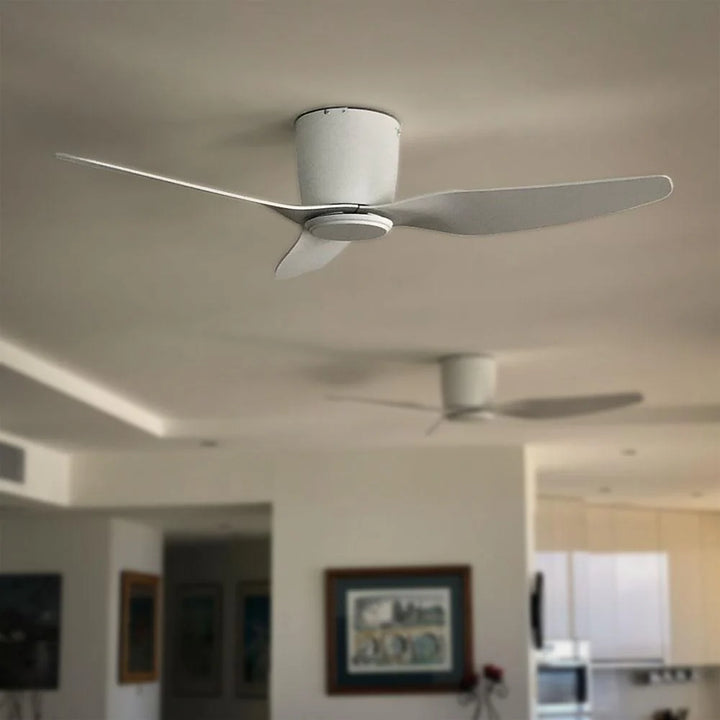 50" Flush Hugger AC Ceiling Fan – White Satin or Matt Black