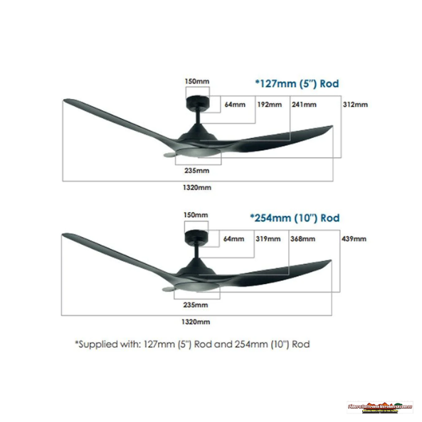 52" Raven DC Ceiling Fan Vencha Lighting