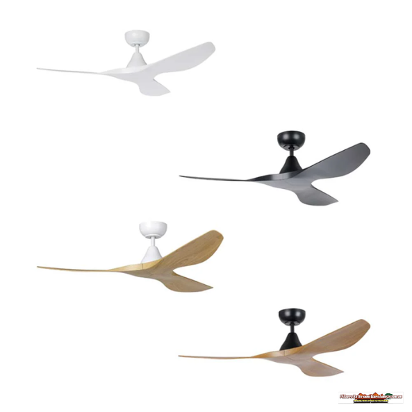 52" Surf DC Ceiling Fan – White, Black, Oak/White & Teak/Black