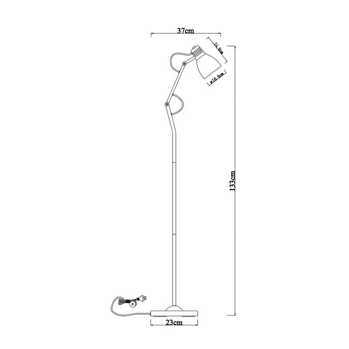 Zoe Modern Metal Floor Lamp - Brass, Chrome or White, 1410mm High, PL0248