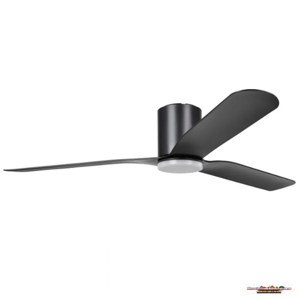 60" Iluka DC Ceiling Flush Fan With CCT LED Light 20w in White, Black or Black/Wood