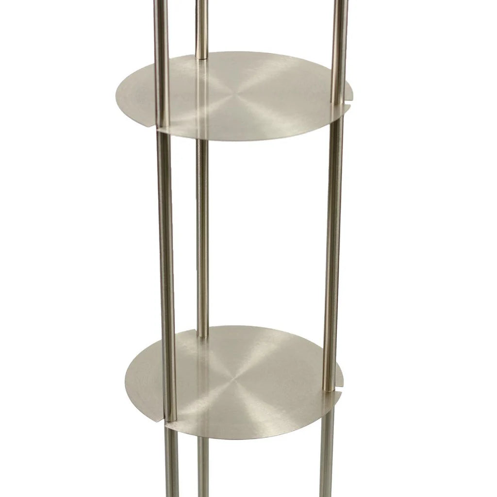 Sarah Modern Trio, Iron Floor Lamp - Satin Nickel, Fabric Grey Shade, 1710mm High, PL0207