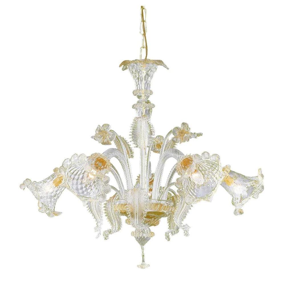 Rialto Chandelier 5Lt in Amber Glass