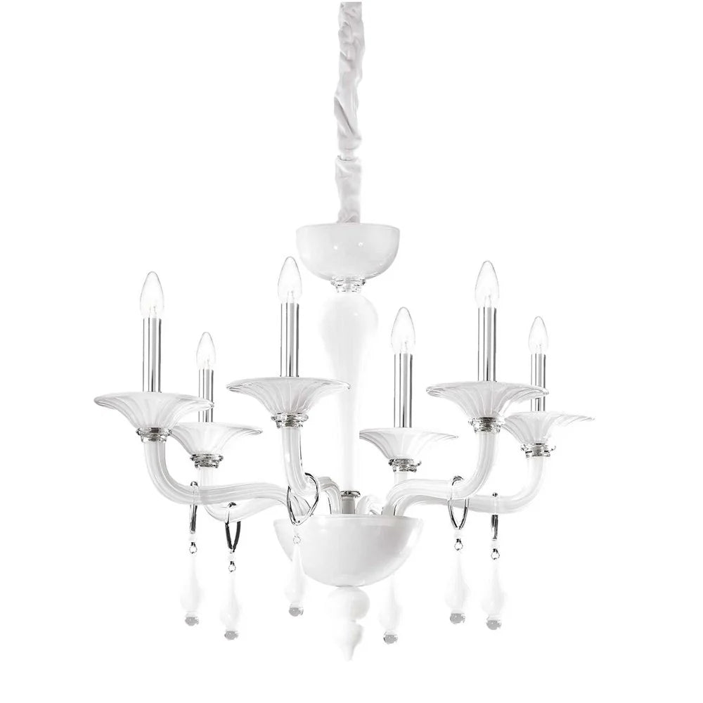 Miramare Chandelier 6Lt in White