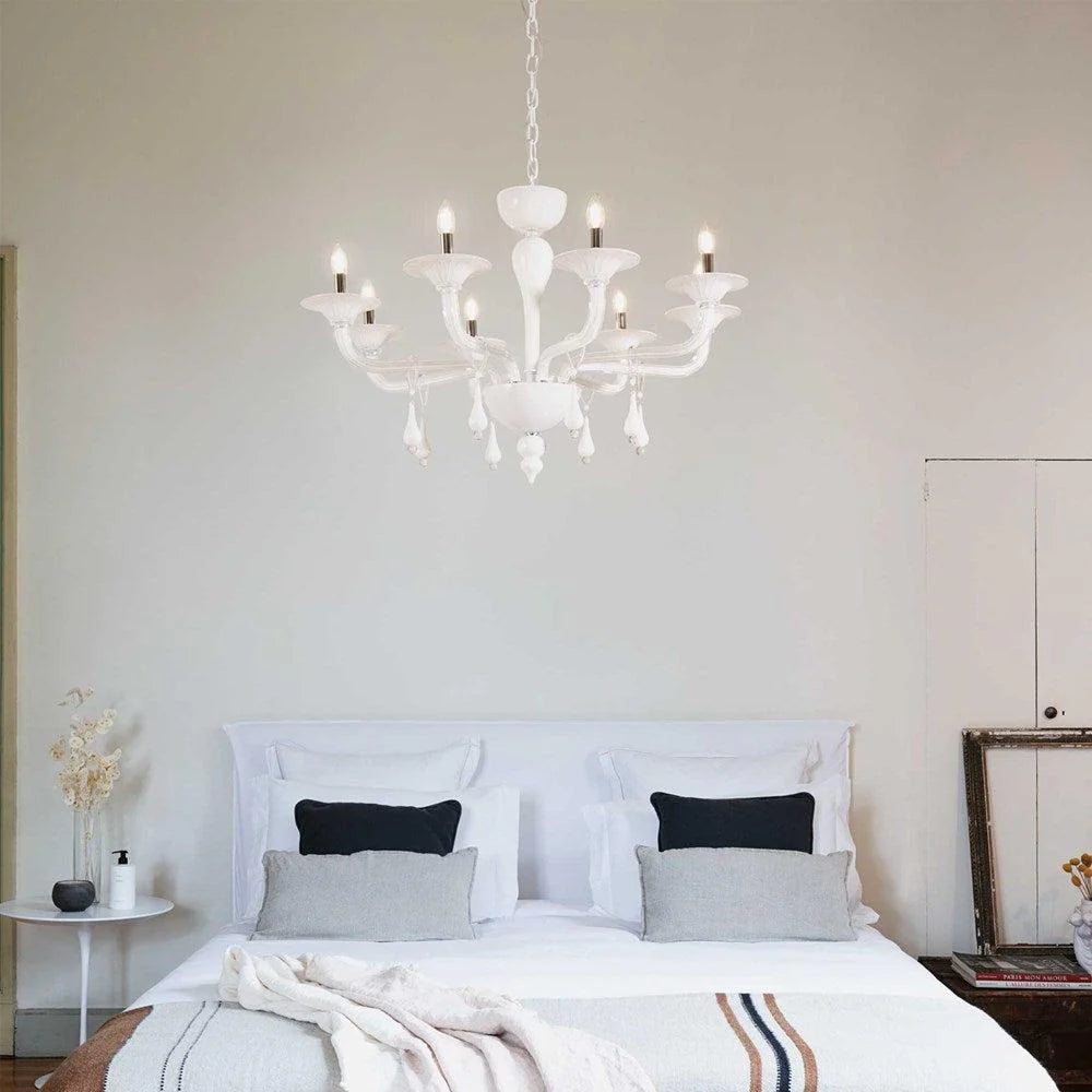 Miramare Chandelier 8Lt in White