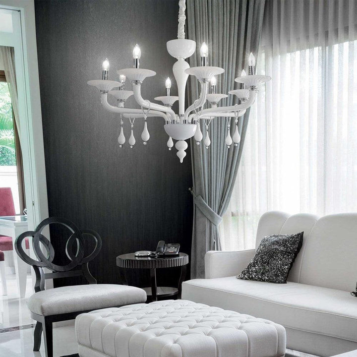 Miramare Chandelier 8Lt in White