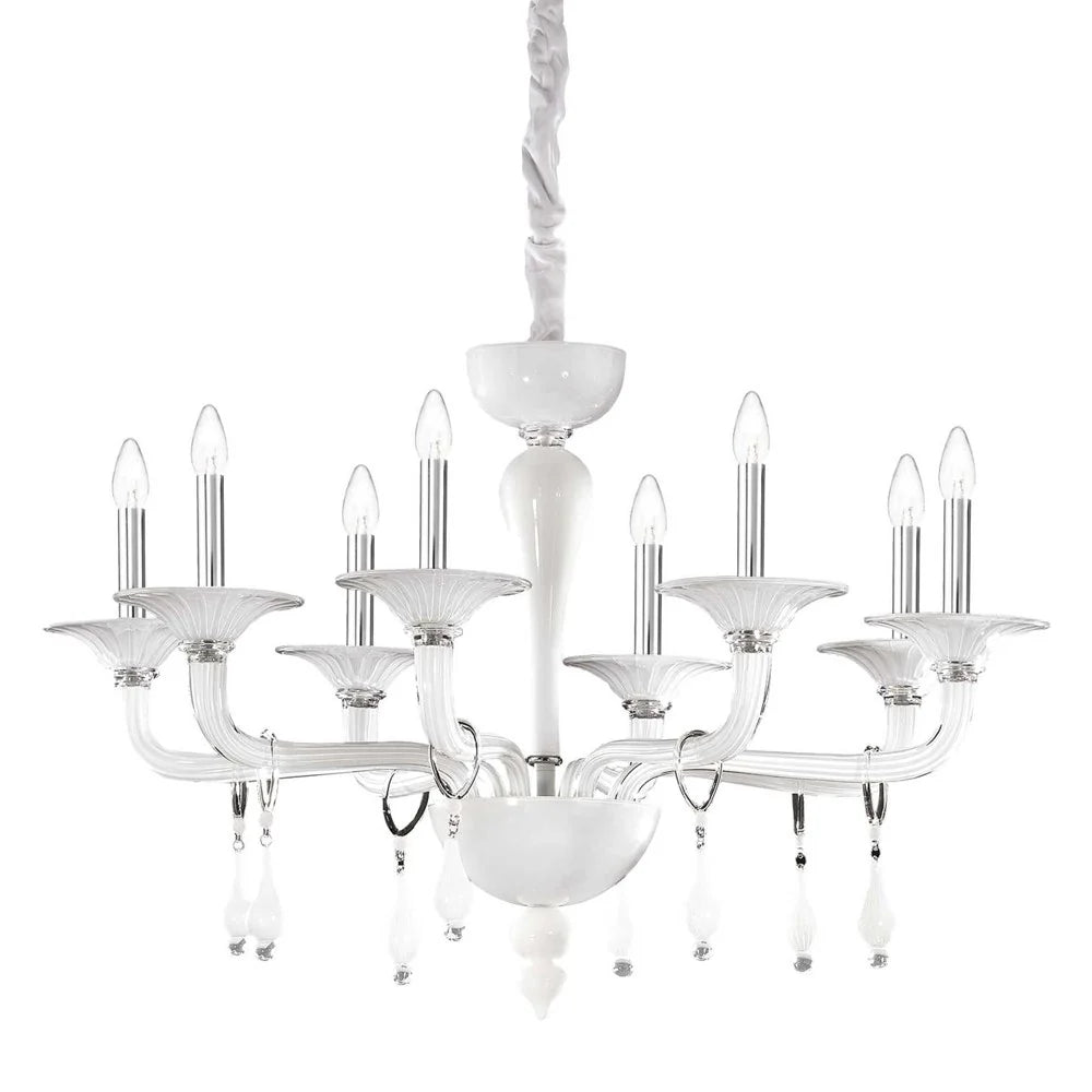 Miramare Chandelier 8Lt in White