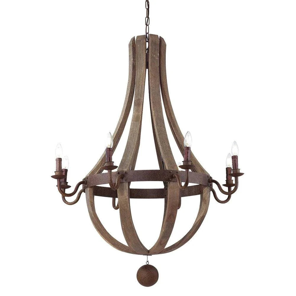 Millennium Chandelier 8Lt in Natural Antiqued Wood