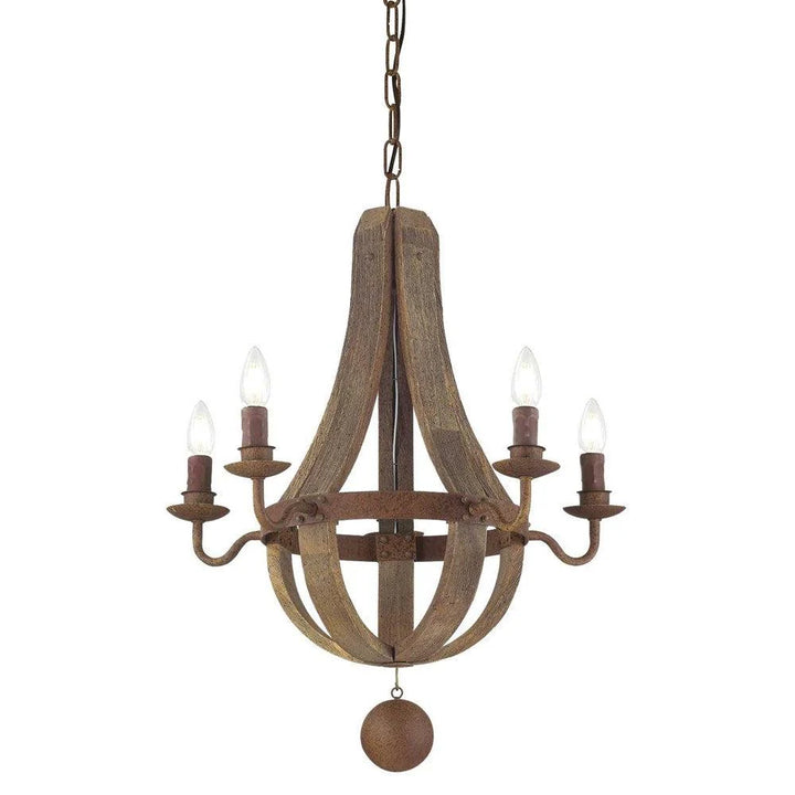 Millennium Chandelier 5Lt in Natural Antiqued Wood