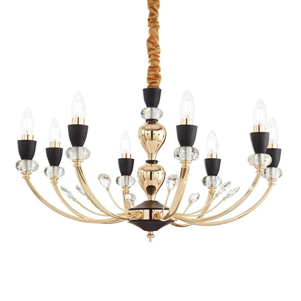 Vanity Chandelier 8Lt in Matt Black & Gold