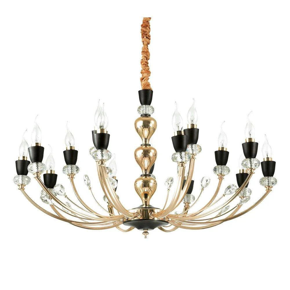 Vanity Chandelier 15Lt in Matt Black & Gold