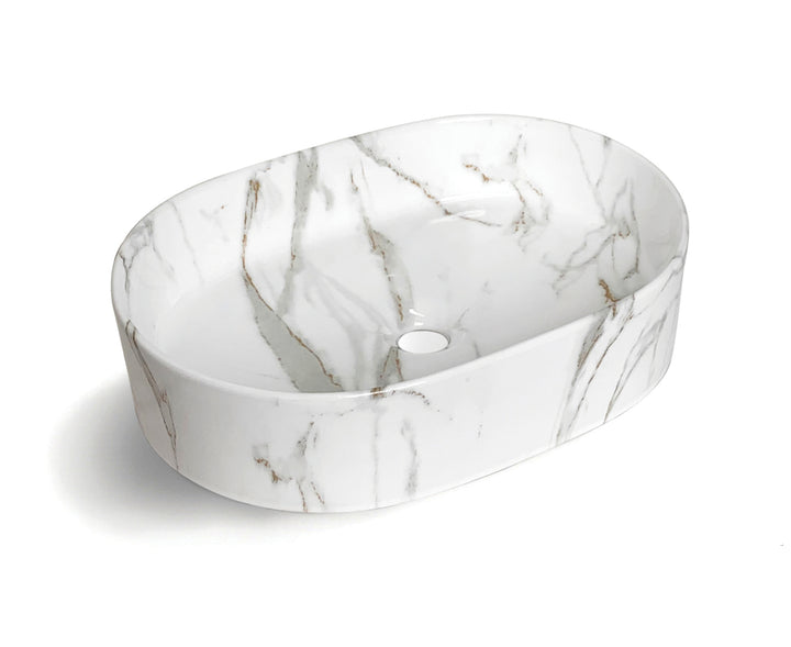 Quay Oval 500x340x120 Gloss Carrara Basin