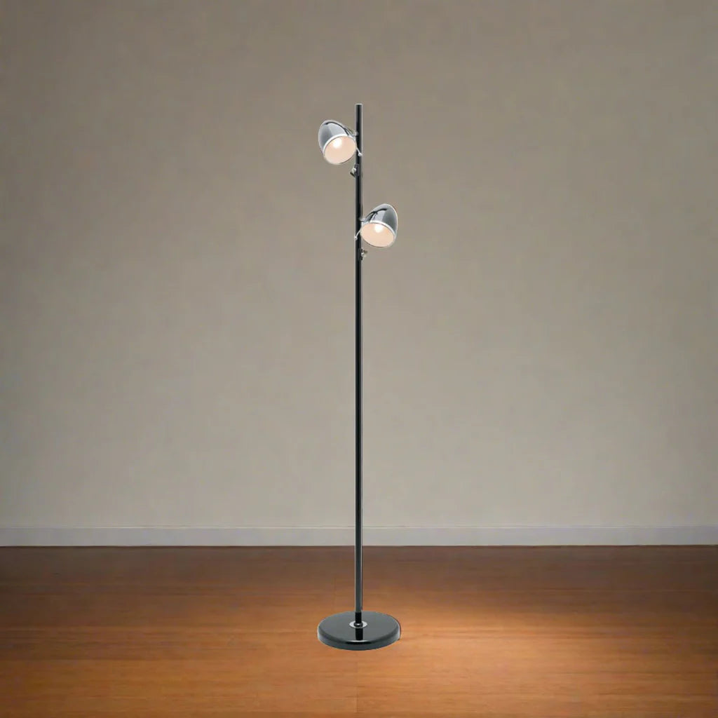 Sara 2 Light Floor Lamp in Black, White, or Brushed Chrome