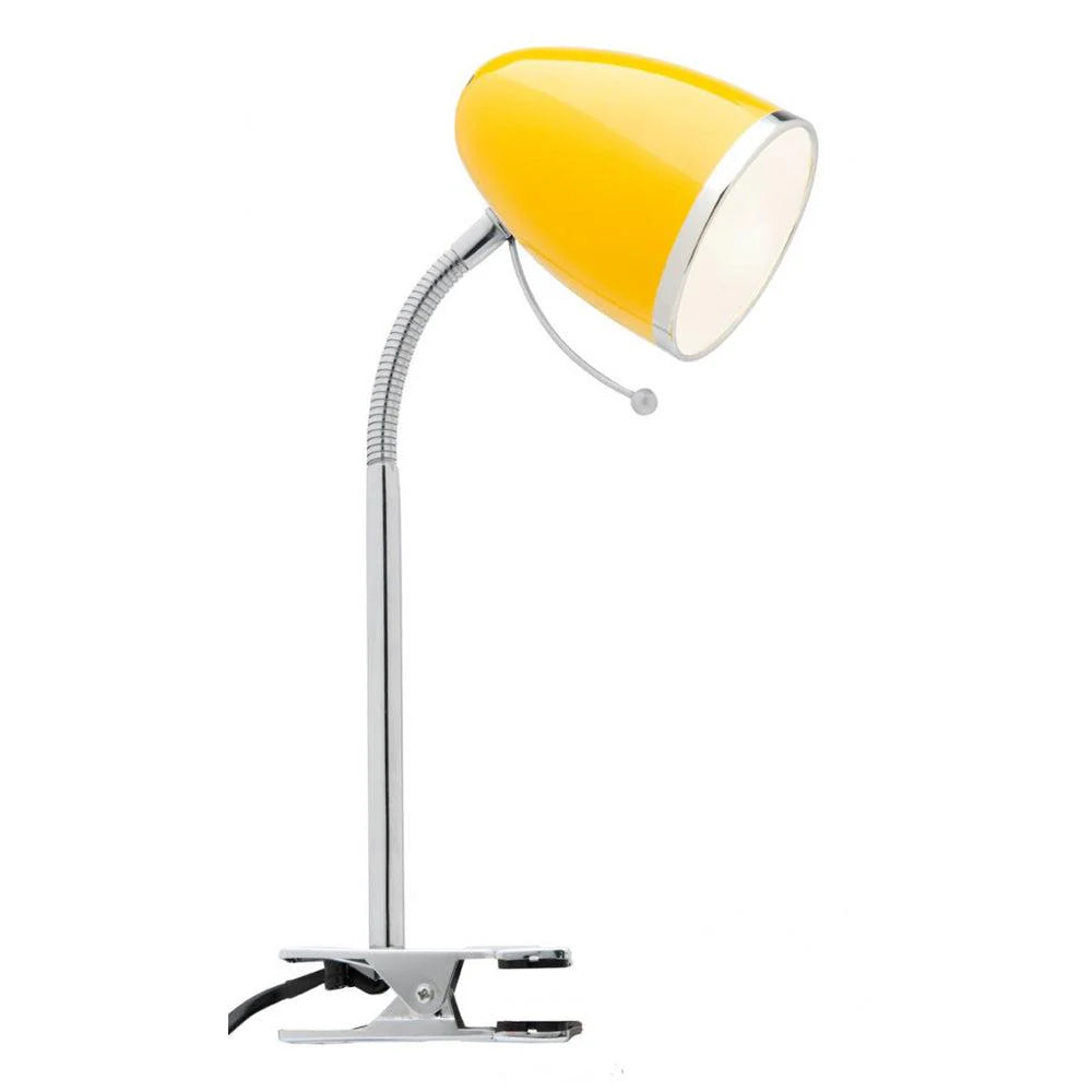 Sara LED Clamp Lamp in White, Black, Brushed Chrome, Grey or Yellow