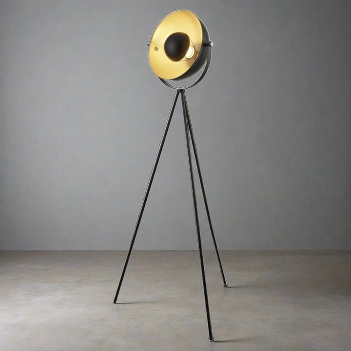 Tripod Style Floor Lamp in Gold/Black