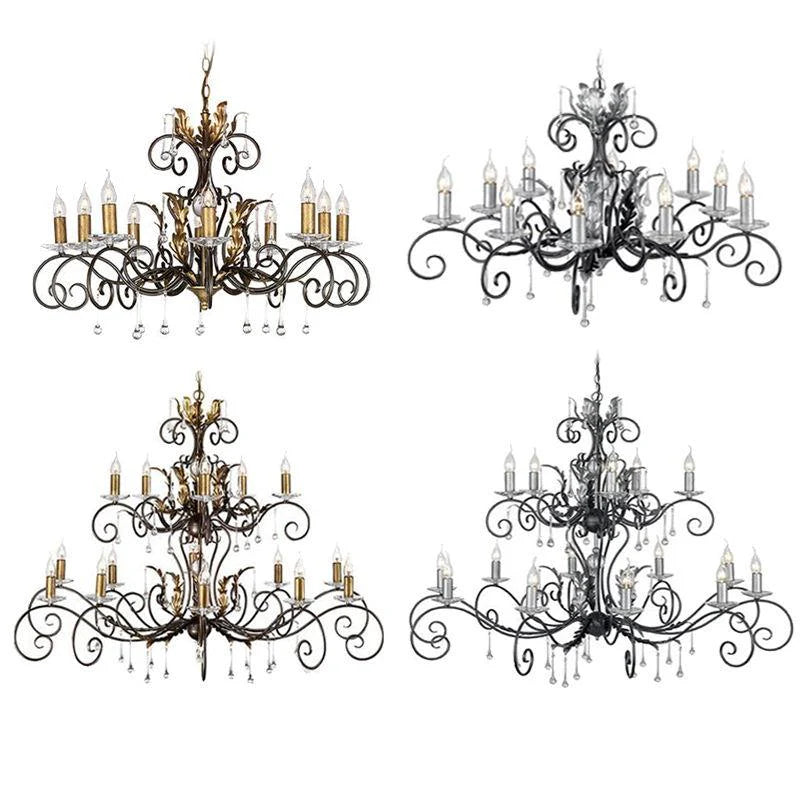 Amarilli Chandelier - 10Lt/15Lt in Black/Silver or Bronze/Gold