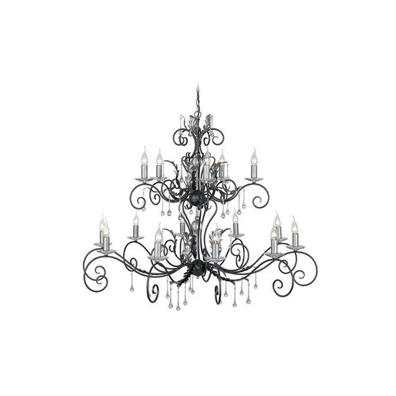 Amarilli Chandelier - 10Lt/15Lt in Black/Silver or Bronze/Gold