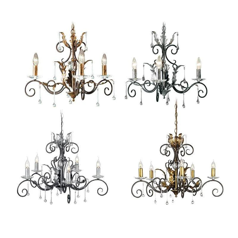 Amarilli 3Lt/5Lt Chandelier E14 in Black/Silver and Bronze/Gold Elstead Lighting