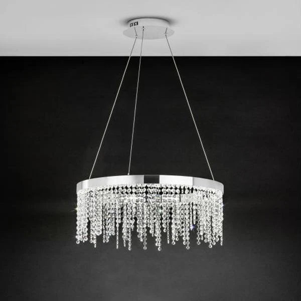 Antelao LED Pendant Light Round 28w 4000k in Chrome & Crystal