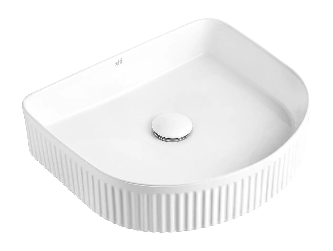 Archie 415x365x100 French Fluted Basin - Gloss White, Matte White, Matte Black