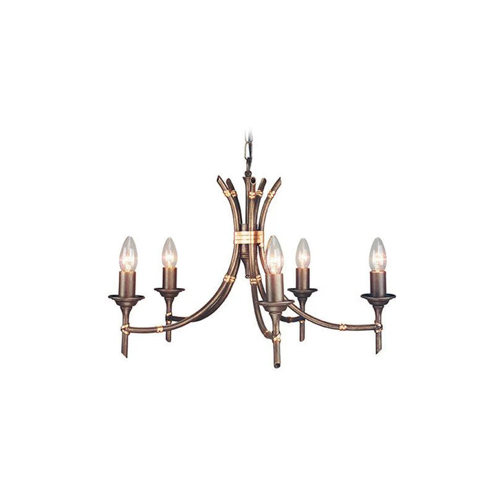 Bamboo 3Lt/5Lt/8Lt Chandelier E14 in Bronze Patina Elstead Lighting -ELS.BB-BRZ-PATINA