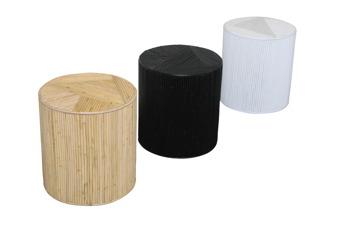 Bambù Side Table White Bamboo Inlay Rattan