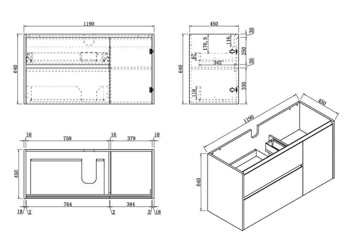 Caliber 1200 Oak – Wall Hung