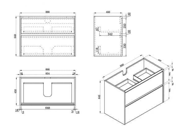 Caliber 900 Oak – Wall Hung