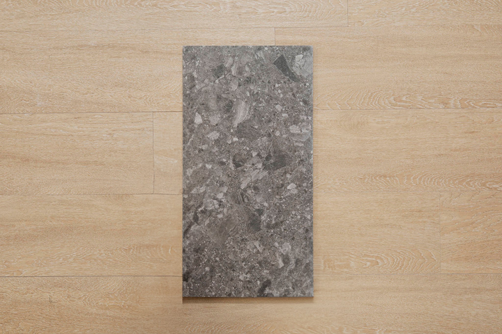 Ceppo Charcoal 297x600 Porcelain Tiles – Sleek Terrazzo Style for Contemporary Spaces