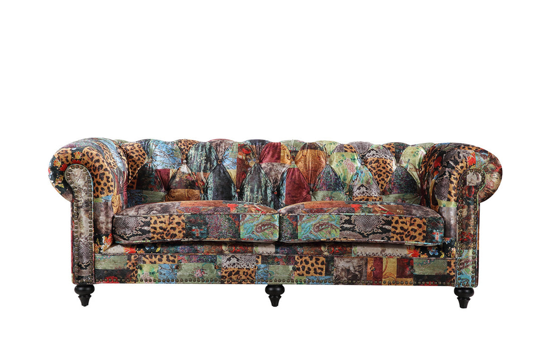 Chesterfield 3 Seater Lounge Sofa Patchwork