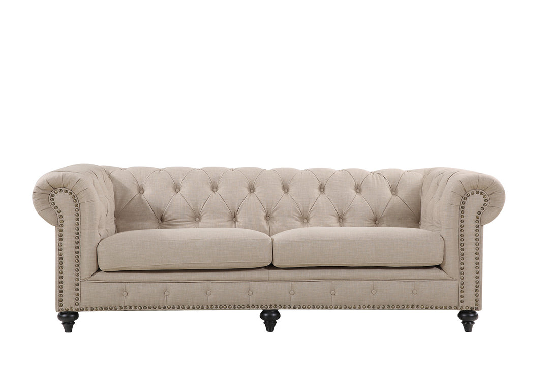 Chesterfield 3 Seater Sofa Natural Linen