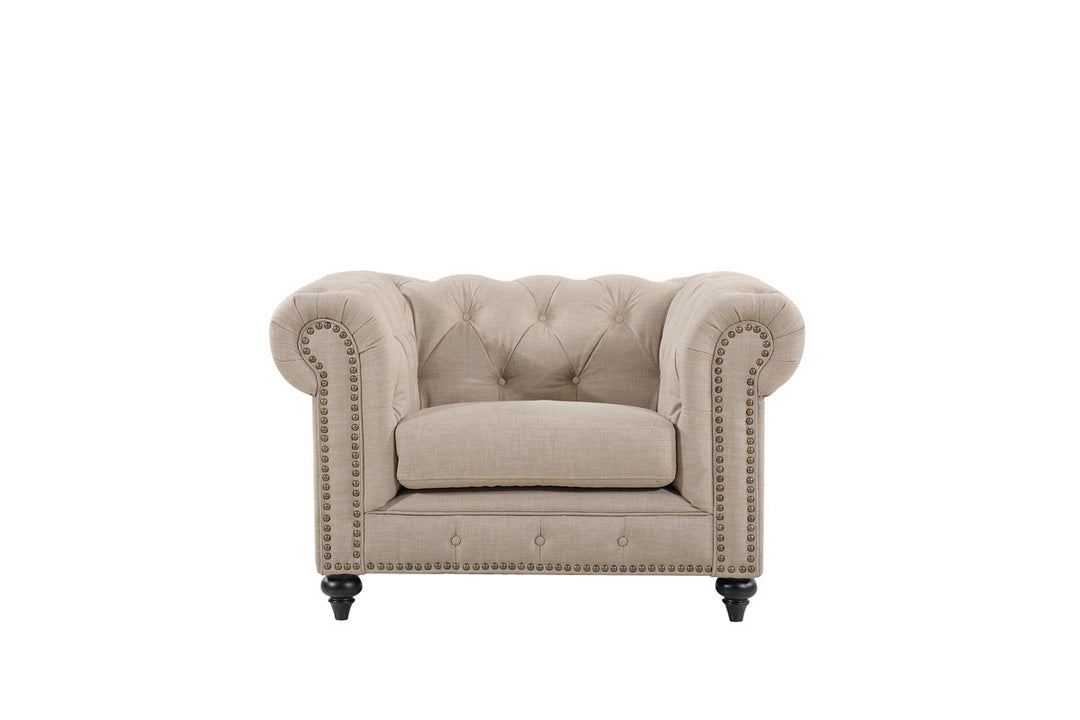 Chesterfield Arm Chair Natural Linen