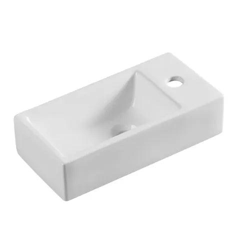 Compact Wall Hung Basin 405x200x105mm - Gloss White Ceramic