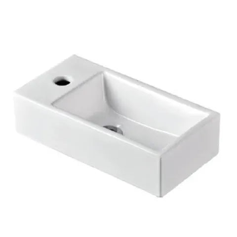 Compact Wall Hung Basin 405x200x105mm - Gloss White Ceramic