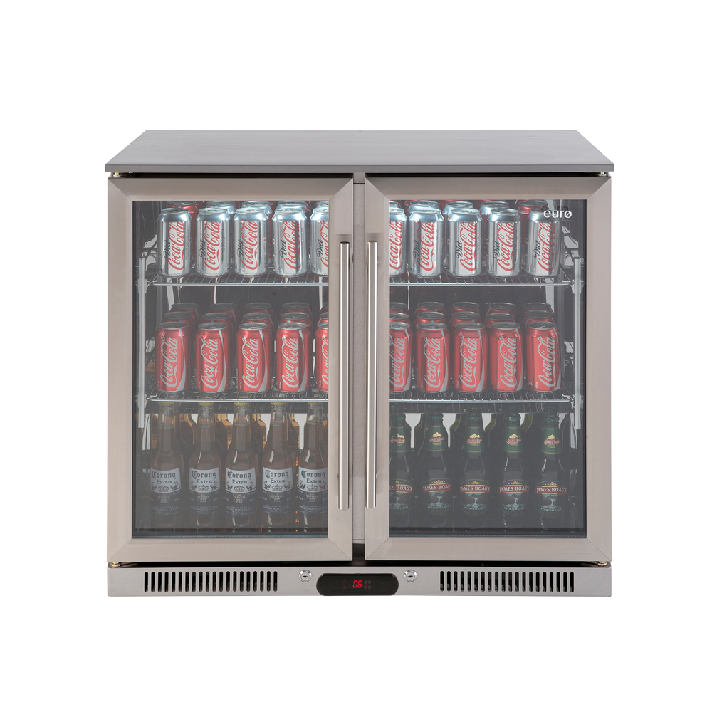 208L Double Door Beverage Cooler Stainless Steel