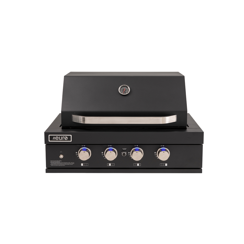 4 Burner Built-In BBQ and Hood Black