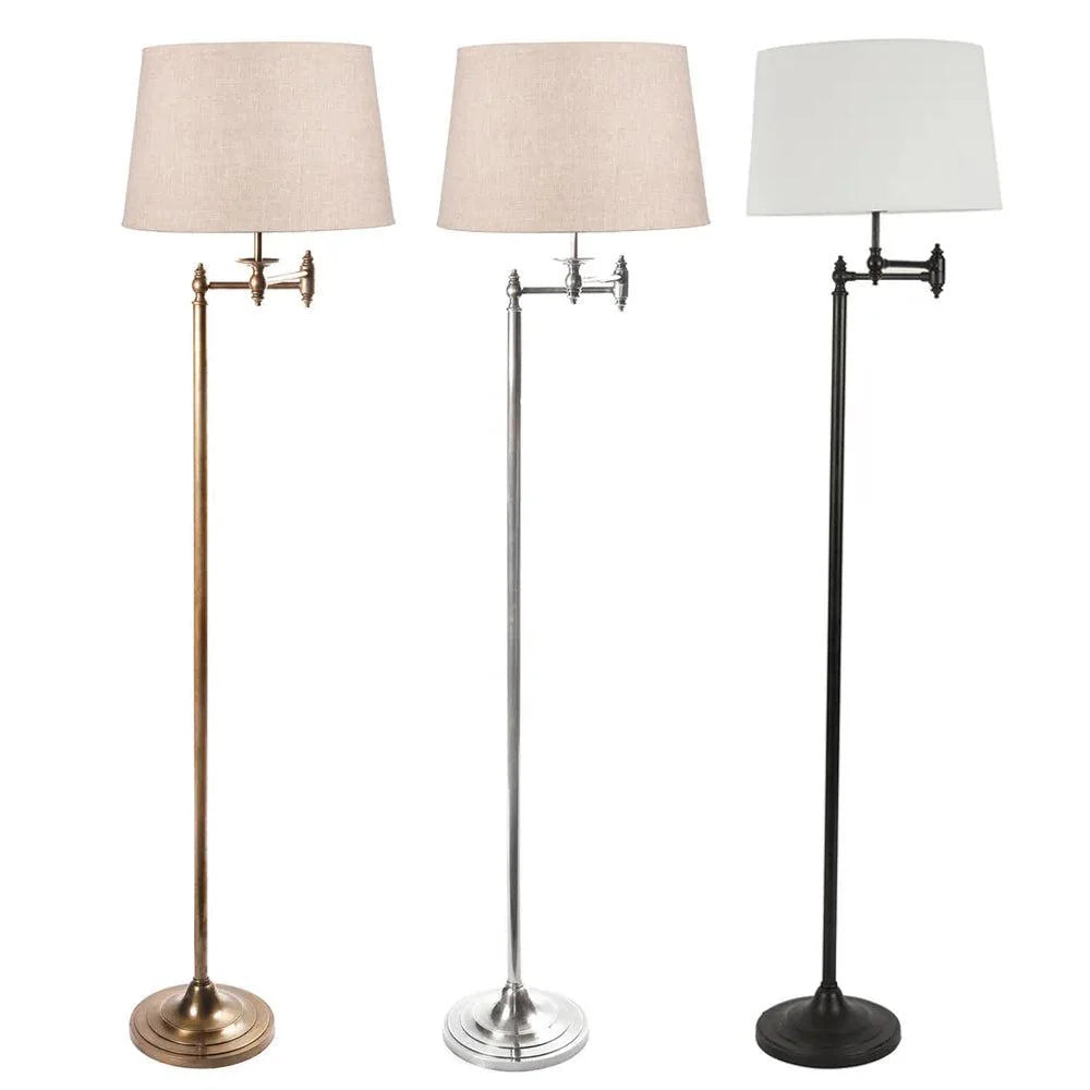 Macleay Adjustable Floor Lamp in Brass, Silver or Matte Black