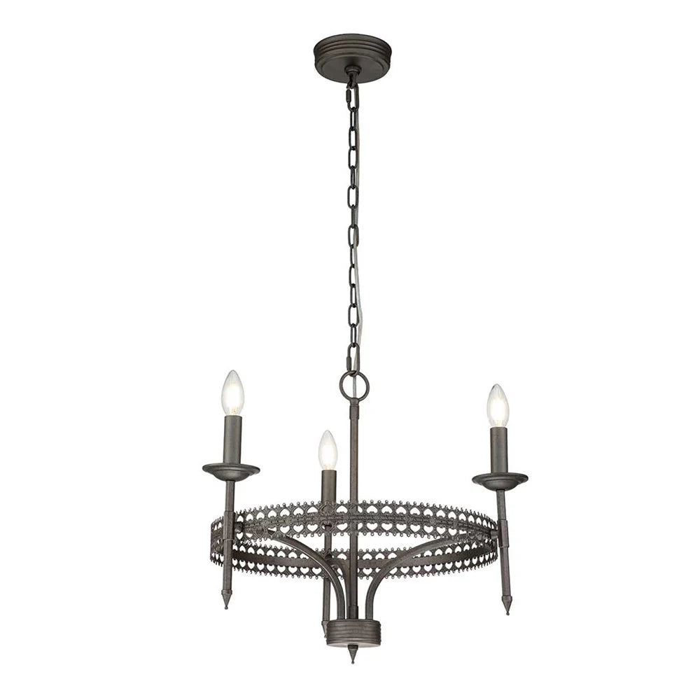 Crown Chandelier 3Lt Iron Gate