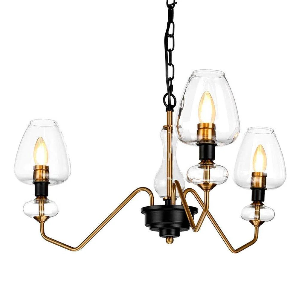 Armand Chandelier 3Lt Aged Brass, Polished Nickel