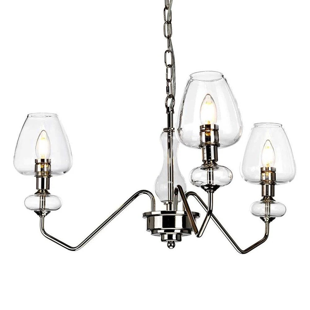 Armand Chandelier 3Lt Aged Brass, Polished Nickel