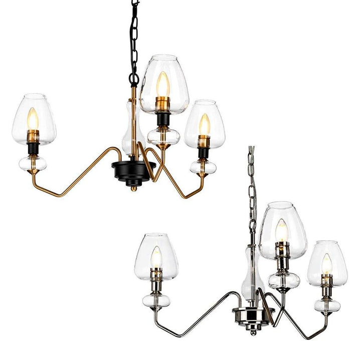 Armand Chandelier 3Lt Aged Brass, Polished Nickel