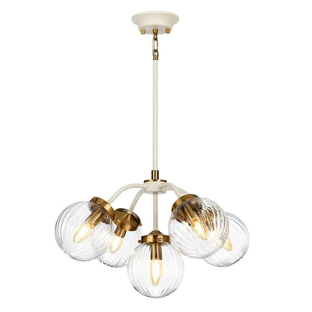 Cosmos Chandelier 5Lt Cream/Aged Brass