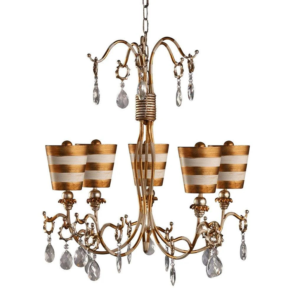 Tivoli Chandelier 5Lt Gold/Cream, Silver/Cream